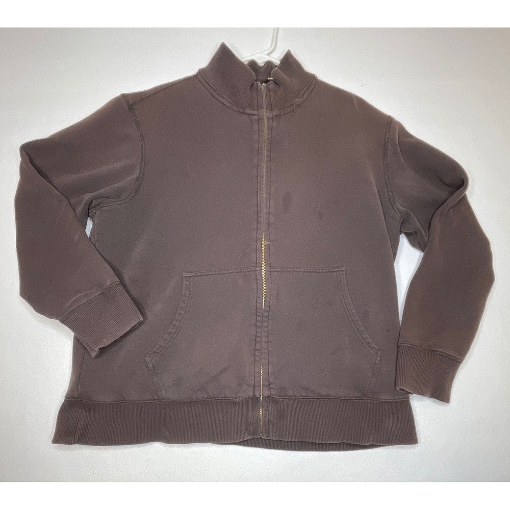 Eddie Bauer Mens Jacket Faux Shearling Lined Full Zip Large Brown